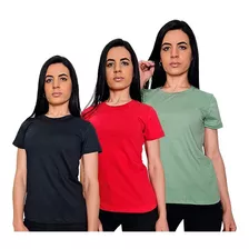 Camisetas T Shirt Lisas Básicas Feminina Kit 5 Pçs + Brinde