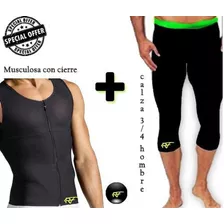 Musculosa Reductora Con Cierre + Calza 3/4 Hombre