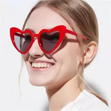Óculos De Sol Coração Retrô Vermelho Uv400