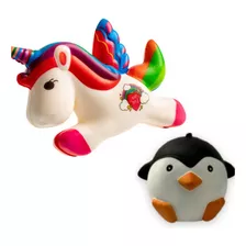 Combo Squishy Unicornio Y Squishy Pingüino