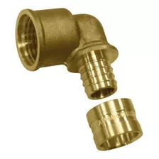 Joelho Fêmea Pex Água Metal Rosca 1/2 X 20mm Acabamento Sem Cor Amarelo