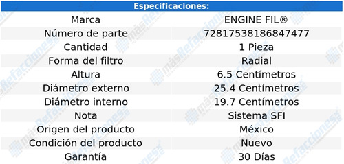 Filtro Para Aire Mighty Max 2.0l 4 Cil 83 Al 89 Engine Fil Foto 2