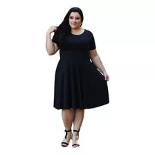 Vestido Com Parte Da Saia Godê Rodado Evangélica Plus Size