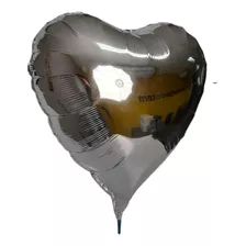 Balão Coração Metalizados Prata 45cm - Kit Com 12un