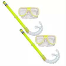 2 Kits Mergulho Snorkel E Óculos Proteção Infantil Piscina