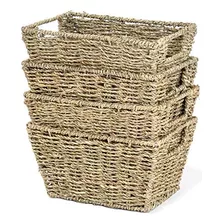 Multi-purpose Nesting Seagrass Basket With Handles Set ...