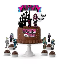  Topo De Bolo Personalizado Monster High + 10 Toppers