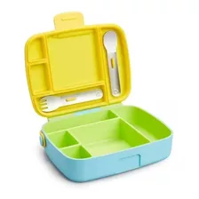 Lancheira Bento Box Com Talheres Amarelo/verde/azul - Munchk