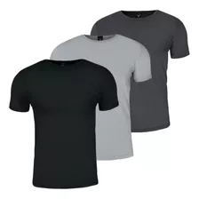 Kit 3 Camisetas Masculina Básica Gola Redonda Manga Curta