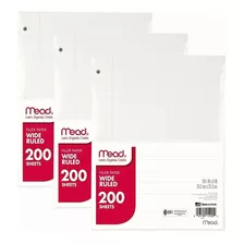 Filler Paper By Mead, Wide Ruled, 200 Sheets (15200), 3 Pack