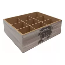 Caja De Té Madera Organizador Porta Saquitos Decorativo X9