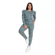 Conjunto Feminino Blusa + Calça Manga Longa Princesa Inverno