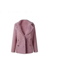 Abrigo Afelpado Invierno Estilo Holgado Rosa Bajito Mujer