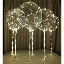 10 Globos Burbujas Led Con Bases +pilas Para Centro De Mesa