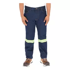 Pantalon Hombre De Mezclilla Con Reflejante 14 Oz