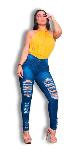 Calça Jeans Feminina Luxo Baratas Cintura Alta