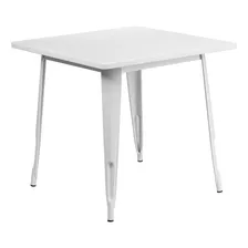 Flash Furniture Felix - Mesa Cuadrada De Metal Blanco Para I