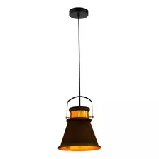 Luminaria Pendente Industrial E27 Preto Com Dourado Cor Preto E Dourado 110v/220v (bivolt)