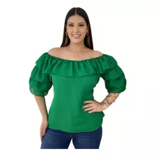 Blusa Ciganinha Manga 3/4 Verde