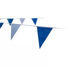 Tira Banderín Azul Rey Y Blanco 50m Polietileno Triangular