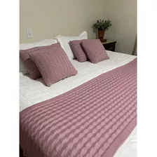 Peseira Manta Trança Tricot Cama King Sofá Sala 260x60cm