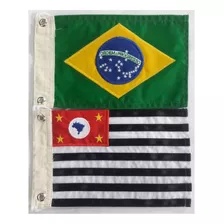 2 Bandeira Bordada Dupla Face - Brasil / São Paulo