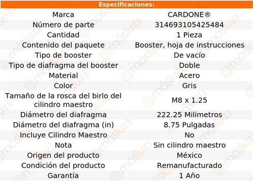 (1) Booster Frenos Plymouth Laser 93/94 Cardone Reman Foto 5