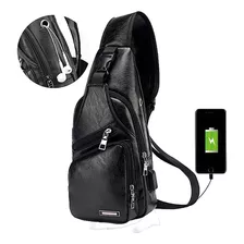 Bolsa Pochete Masculina Transversal Lorben Saída Usb Fone Cor Preto