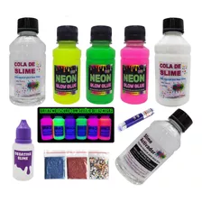 Kit Para Fazer Slimes Colas Neon Branca E Transparente