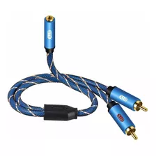 Cable De Audio Estereo Hembra A 2 Rca De 3,5 Mm, Azul