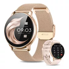 Foxbox- Smartwatch Para Mujer Reloj Inteligente Deportivo Bw0608 Android / Ios 1.39 Con Red Móvil Caja 1.39manos De Aleación Dorada, Malla Dorada De Acero Inoxidable Y Bisel Dorado De Alloy