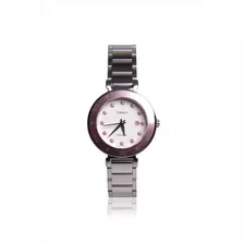 Reloj Casio Ltp-1329d Mujer Acero Sumergible Color De La Malla Plateado Color Del Bisel Rosa Color Del Fondo Blanco