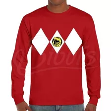 Playera Hombre Manga Larga Diseño Power Ranger Red Rojo