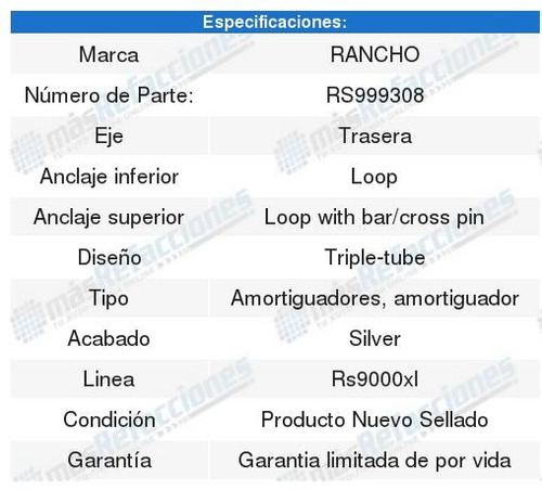 2 Amortiguadores Rancho (t) Rs9000xl Rs9000xl H3 06 A 10 Foto 2