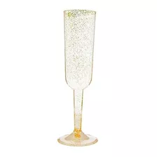 8 Copas Plastico Glitter Brillo Oro Dorado Fiesta Brindis 7o