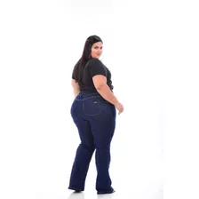 Calça Flare Plus Size Jeans Com Cinta Redutora De Medidas