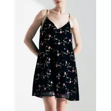 Vestido De Gasa Y Tul Bordado Con Flores