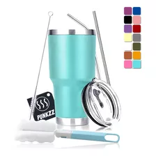 Vaso Térmico Portátil De Acero Inoxidable 30oz Con Calor/frí Color Celeste Liso