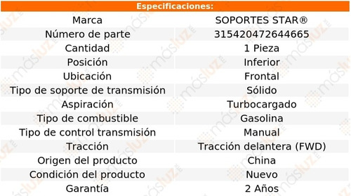 1) Soporte Transmisin Del Inf 9-3 2.0l 4 Cil Turbo 10/11 Foto 2