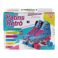 37 Azul Patins Retro 4 Rodas Com Led - Bbr Toys R2951