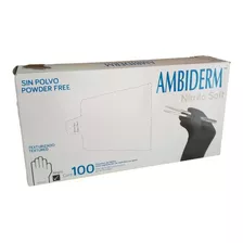 Guantes Descartables Antideslizantes Ambiderm Soft Color Negro Talle M De Nitrilo X 100 Unidades