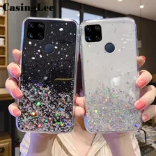 Funda Para Realme C15 Stars Moon Glitter Bling Cover