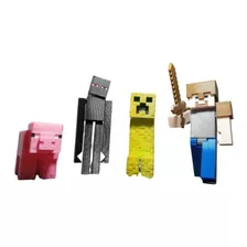 Set 4 Figuras Minecraft Con Accesorios 3d