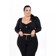 Cropped Plus Size Blusinha Plus Rosa Soul