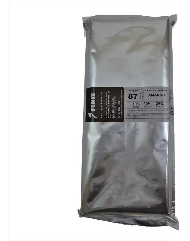 Tableta Chocolate Cobertura Negro Amargo 70% Fenix 87 X 1kg
