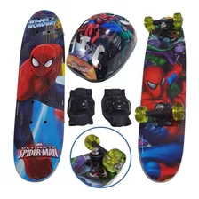 Skate + Kit Segurança Homem Aranha + Bolsa Para Transporte