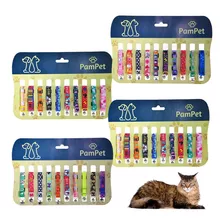 Kit Coleira Cartela Gato Guizo Atacado Pet - 60 Peças