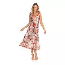 Vestido Feminino Regata Midi Estampado