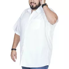 Camisa Social Masculina Plus Size Extra Grande Curta Branca