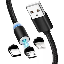 Cable Cargador Magnetico 3 En 1 Micro Usb Tipo C iPhone 